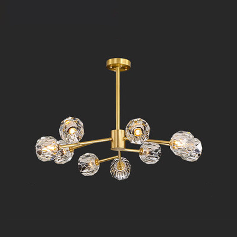 Lustre en laiton postmoderne - 12/15/18 lumières en forme de boule de cristal - Plafonnier de salle à manger
