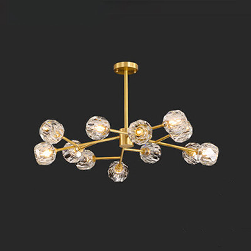 Lustre en laiton postmoderne - 12/15/18 lumières en forme de boule de cristal - Plafonnier de salle à manger