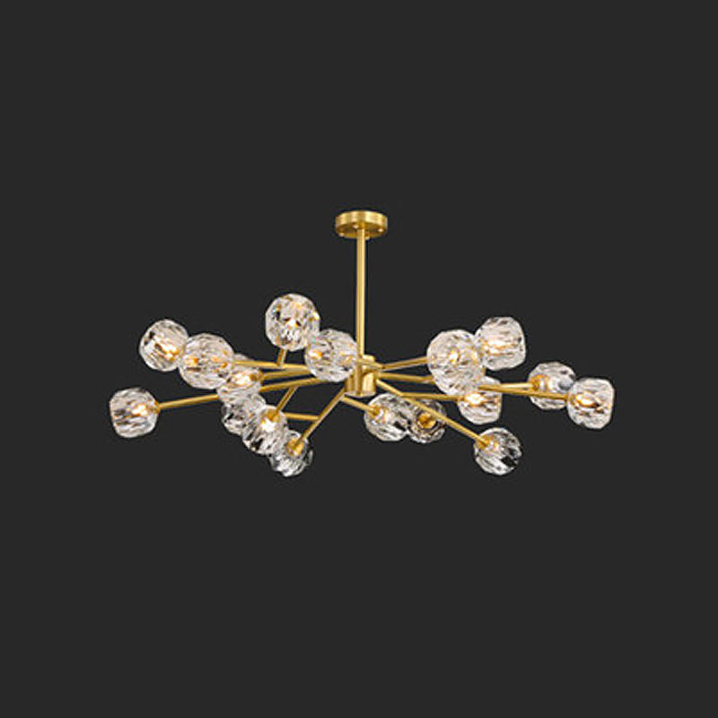 Lustre en laiton postmoderne - 12/15/18 lumières en forme de boule de cristal - Plafonnier de salle à manger