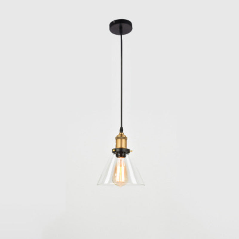 Farmhouse Style Glass Pendant Light With Geometric Shade For Dining Room Ceiling Clear / B