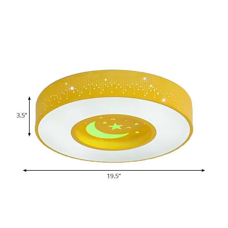 Macaron Acrylic LED Ceiling Lamp - Blue/Yellow/Green, 16"/19.5"/23.5" Round Flush Mount, Bedroom Lighting