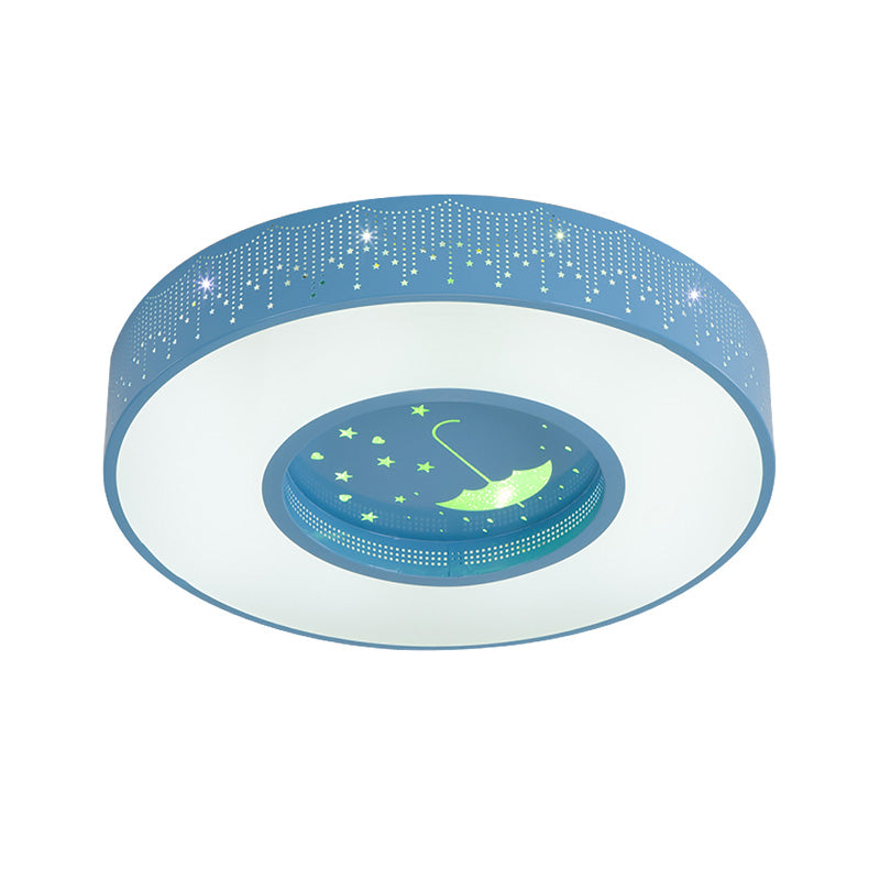 Macaron Acrylic LED Ceiling Lamp - Blue/Yellow/Green, 16"/19.5"/23.5" Round Flush Mount, Bedroom Lighting