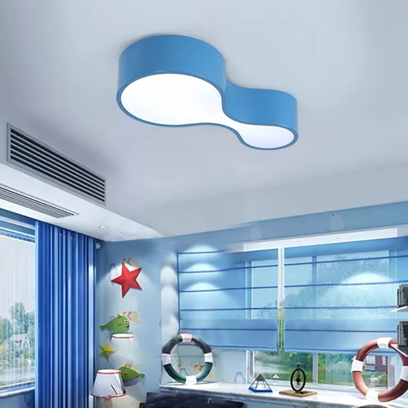 Contemporary Acrylic LED Flush Mount Light for Kindergarten - Red/Yellow/Blue/Green Gourd Shape - Third Gear/White Light