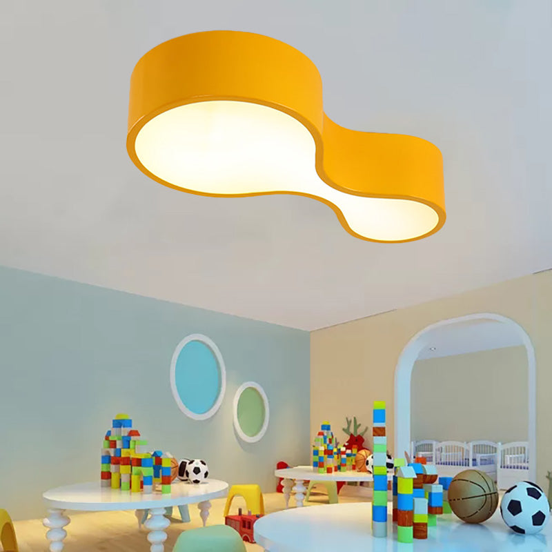 Contemporary Acrylic LED Flush Mount Light for Kindergarten - Red/Yellow/Blue/Green Gourd Shape - Third Gear/White Light