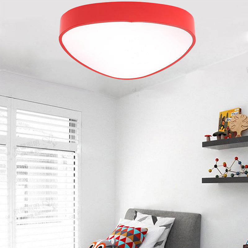 Modern Acrylic Triangle Ceiling Mount Light - Red/Blue/Yellow Led Flush Lamp 18/23.5 Dia Third