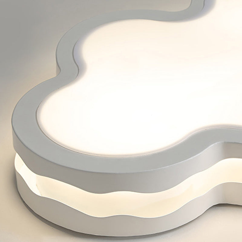 Cartoon Clouds Flush Mount Light - White Acrylic Ceiling Fixture for Children's Room