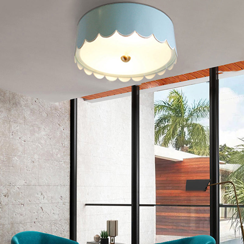Modern Monochromatic Round Flush Mount Ceiling Light for Bedrooms with Acrylic Fixture