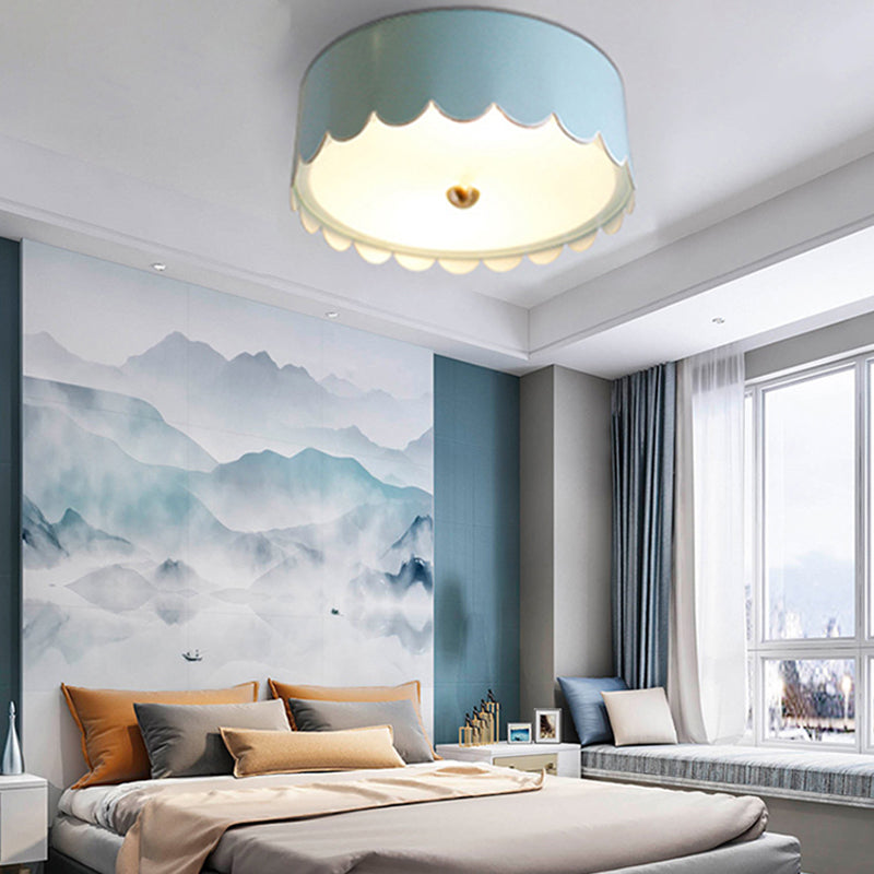 Modern Monochromatic Round Flush Mount Ceiling Light for Bedrooms with Acrylic Fixture
