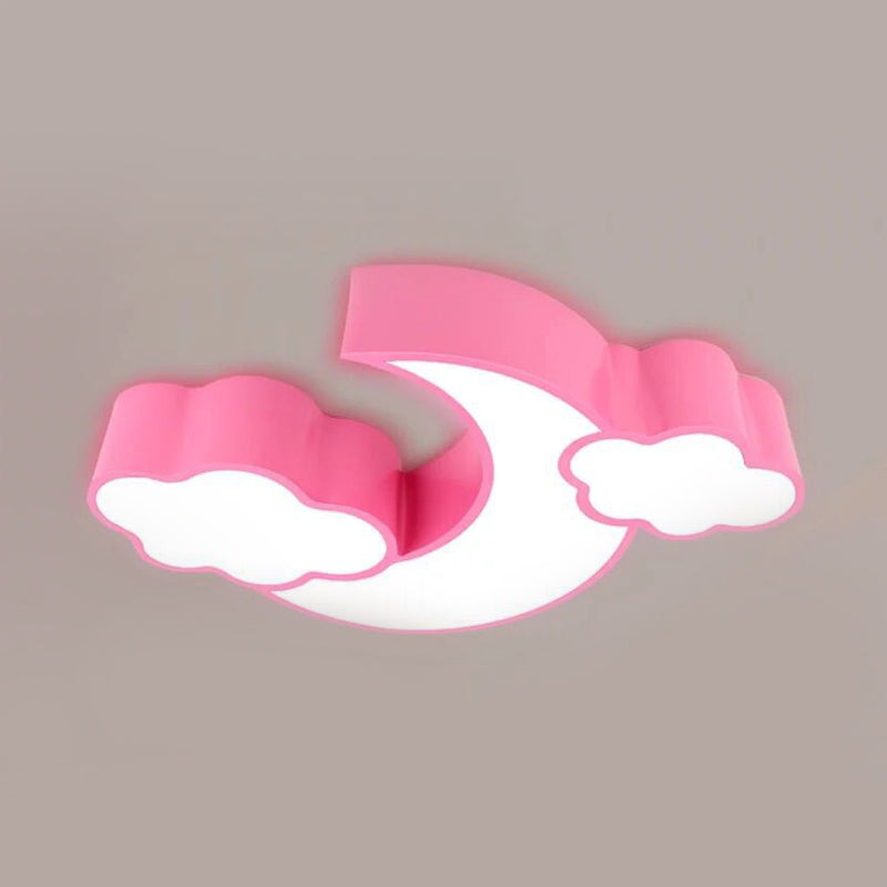 Cloudy Acrylic Flush Mount Ceiling Light For Classroom Or Childs Bedroom Pink / 22 Warm