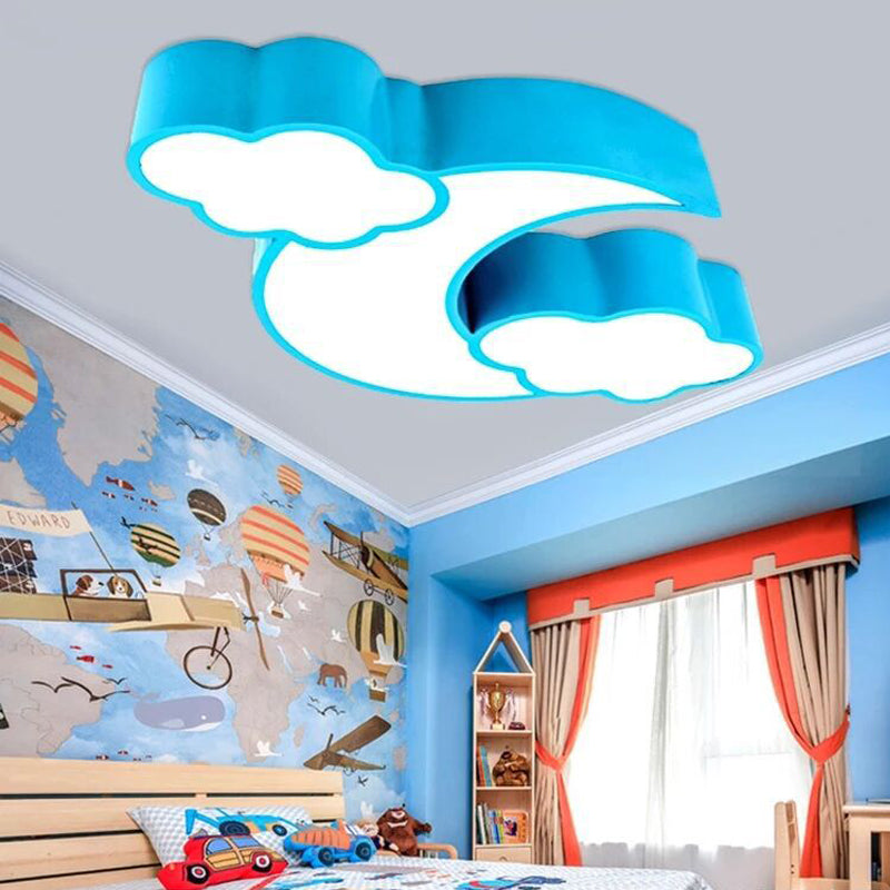 Cloudy Acrylic Flush Mount Ceiling Light For Classroom Or Childs Bedroom Blue / 22 Warm