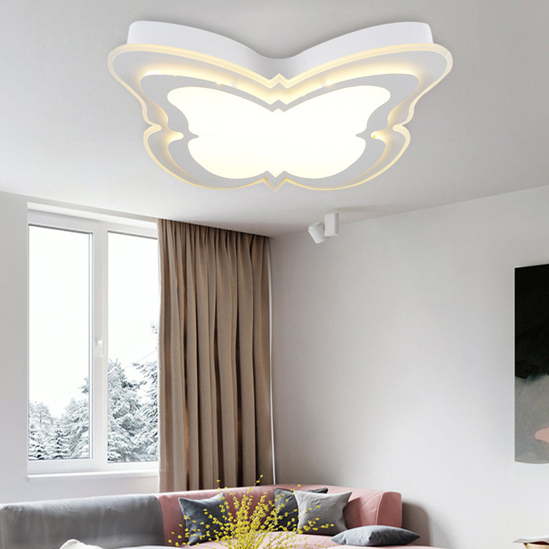 Kindergarten Ceiling Light Fixture: Cartoon Flush Mount with Butterfly Acrylic Design