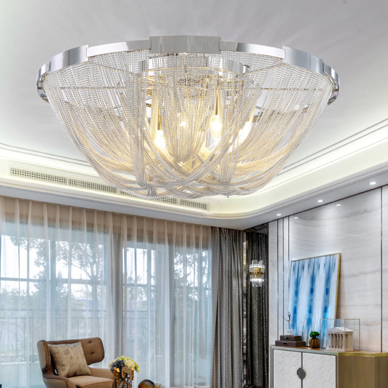 Nordic Flush Mount Silver Aluminum Ceiling Light For Living Room / 23.5