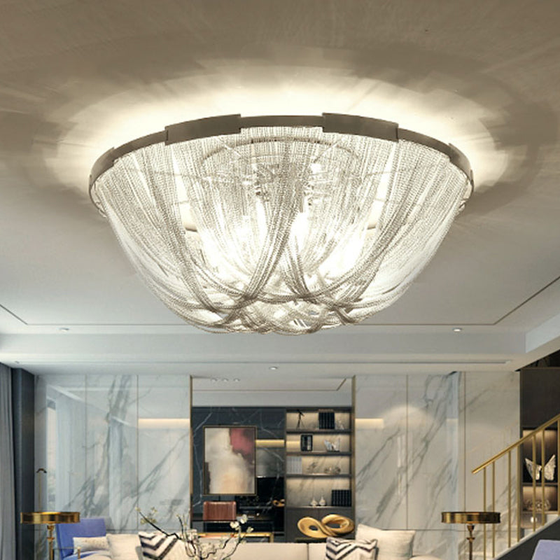 Nordic Flush Mount Silver Aluminum Ceiling Light For Living Room