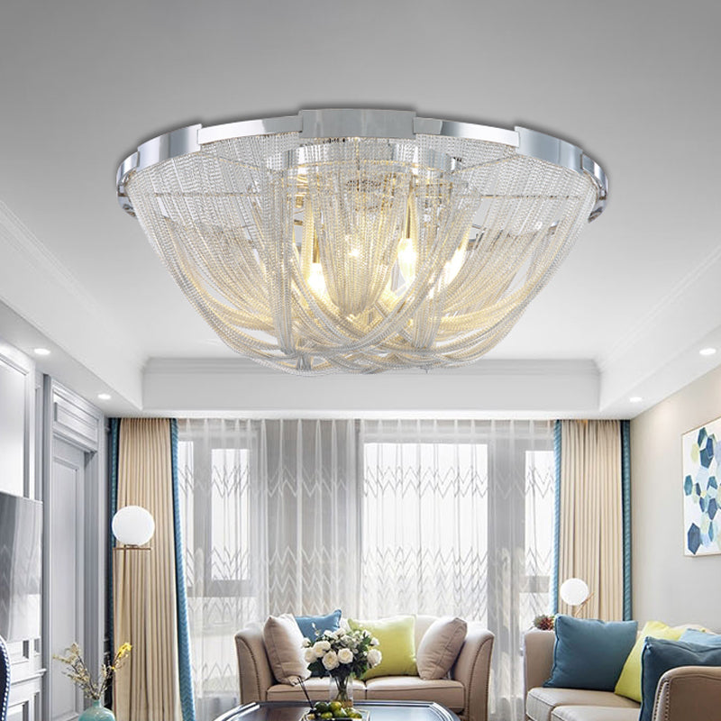Nordic Flush Mount Silver Aluminum Ceiling Light For Living Room