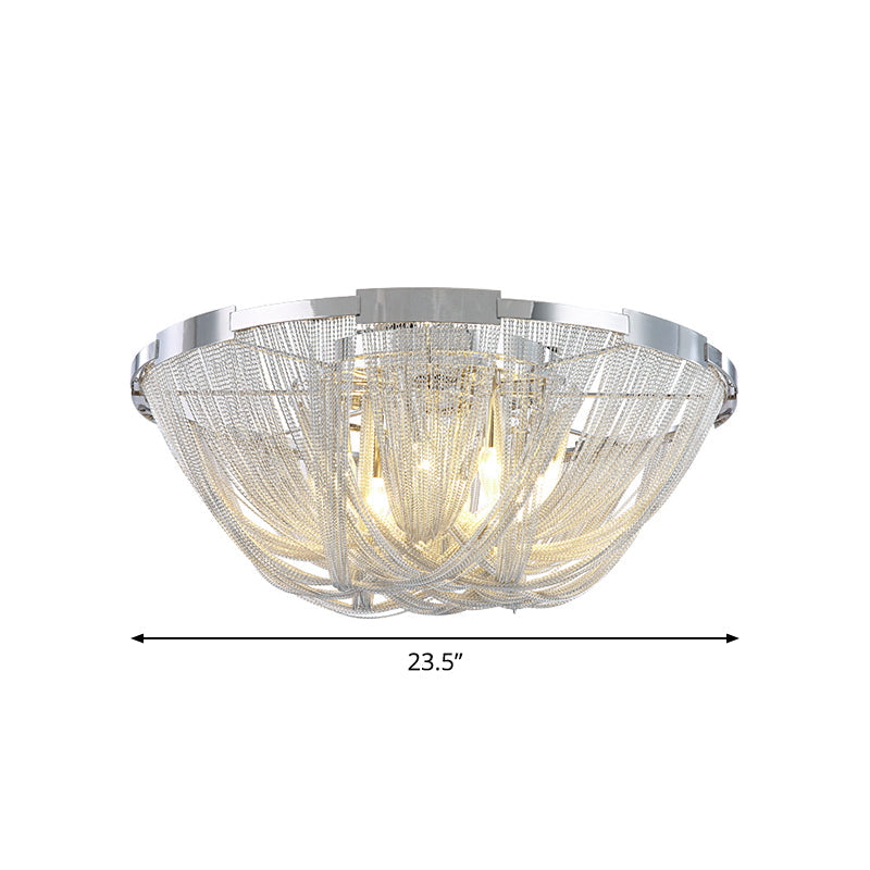 Nordic Flush Mount Silver Aluminum Ceiling Light For Living Room