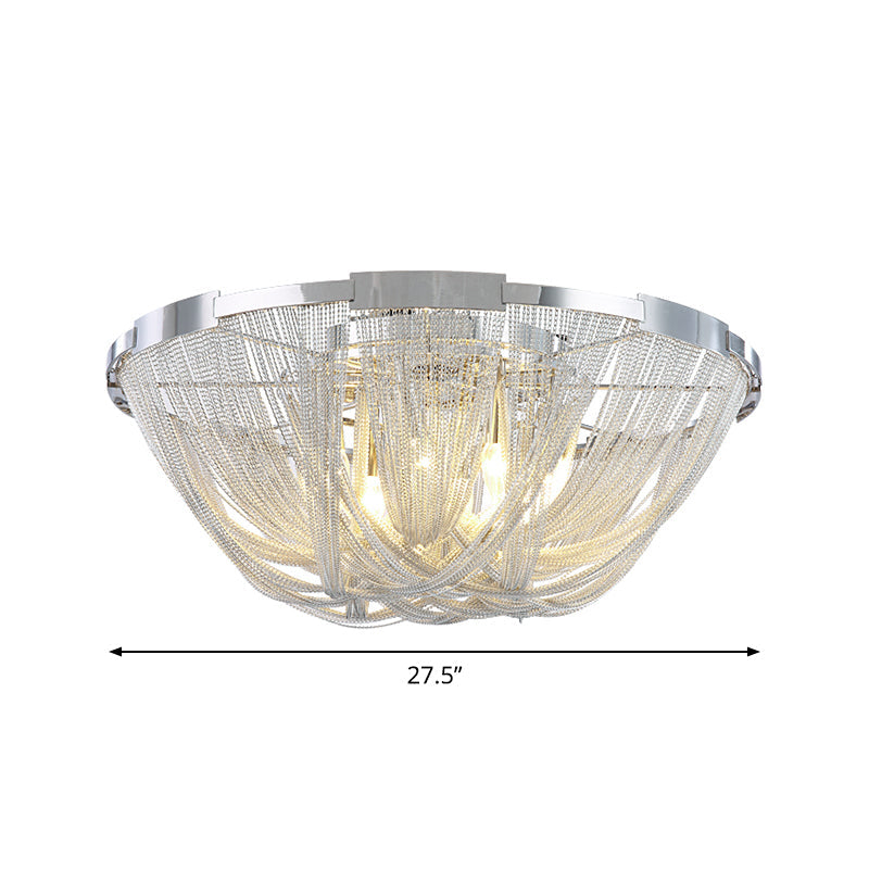 Nordic Flush Mount Silver Aluminum Ceiling Light for Living Room