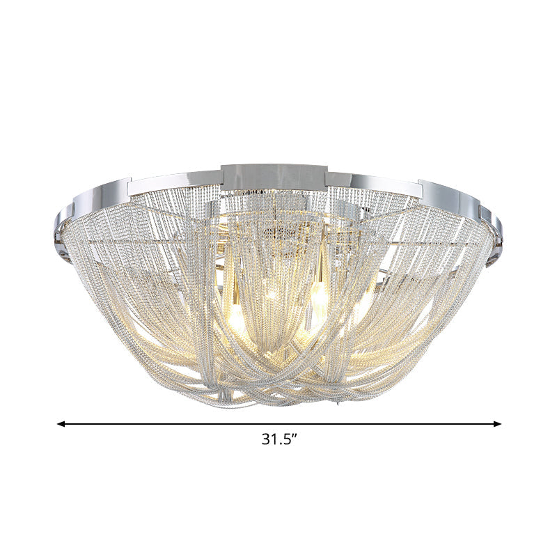 Nordic Flush Mount Silver Aluminum Ceiling Light For Living Room