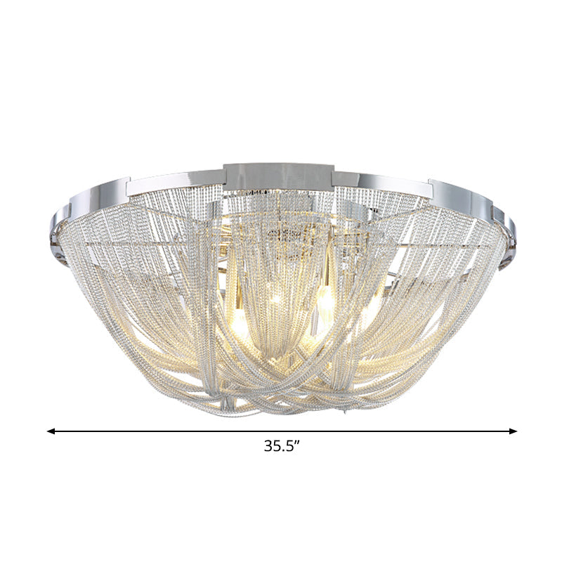 Nordic Flush Mount Silver Aluminum Ceiling Light for Living Room