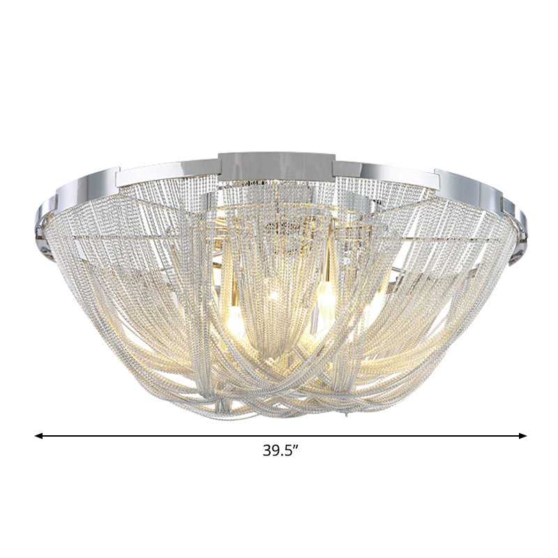 Nordic Flush Mount Silver Aluminum Ceiling Light for Living Room