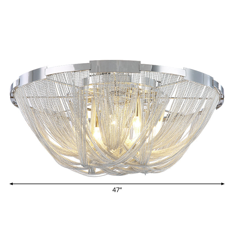 Nordic Flush Mount Silver Aluminum Ceiling Light For Living Room