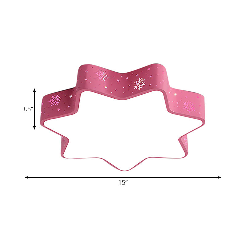 15"/19"/23" Macaron Star Ceiling Mounted LED Flush Light in Pink/Blue for Kid's Bedroom - Warm/White/2 Color Light