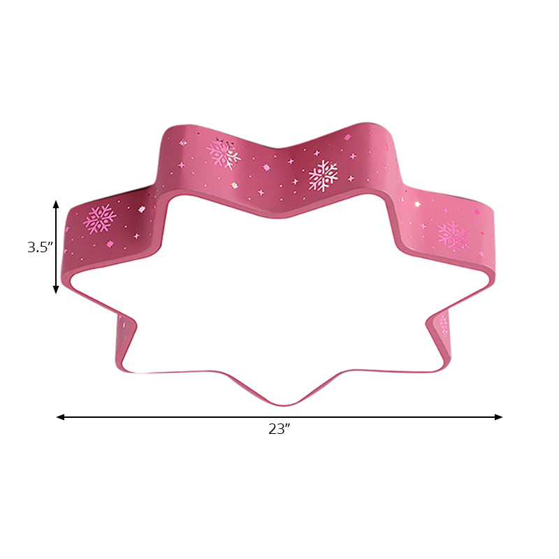 15"/19"/23" Macaron Star Ceiling Mounted LED Flush Light in Pink/Blue for Kid's Bedroom - Warm/White/2 Color Light