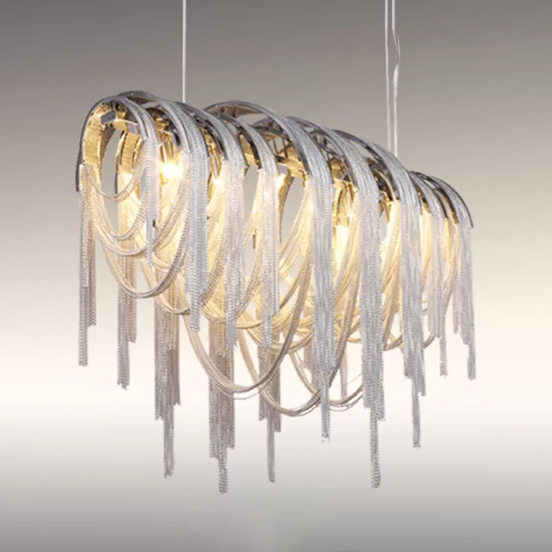 Contemporary LED Aluminum Chainmail Chandelier Pendant Light for Living Room