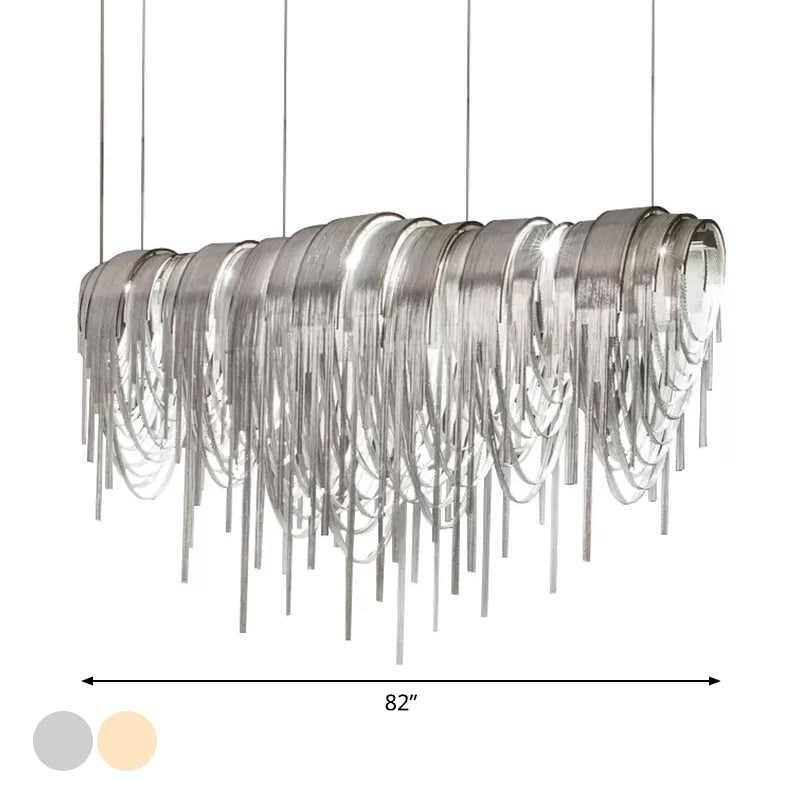 Contemporary LED Aluminum Chainmail Chandelier Pendant Light for Living Room