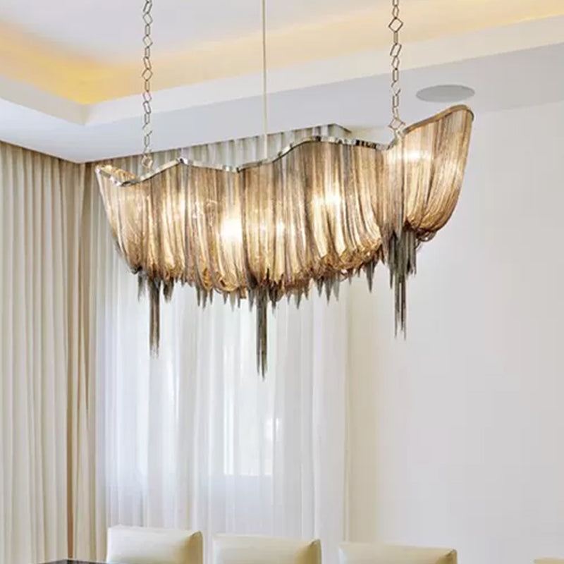 Modern Draped Chains LED Chandelier Light Fixture for Dining Room