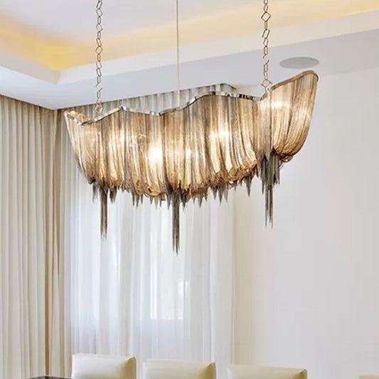 Modern Draped Chains LED Chandelier Light Fixture for Dining Room