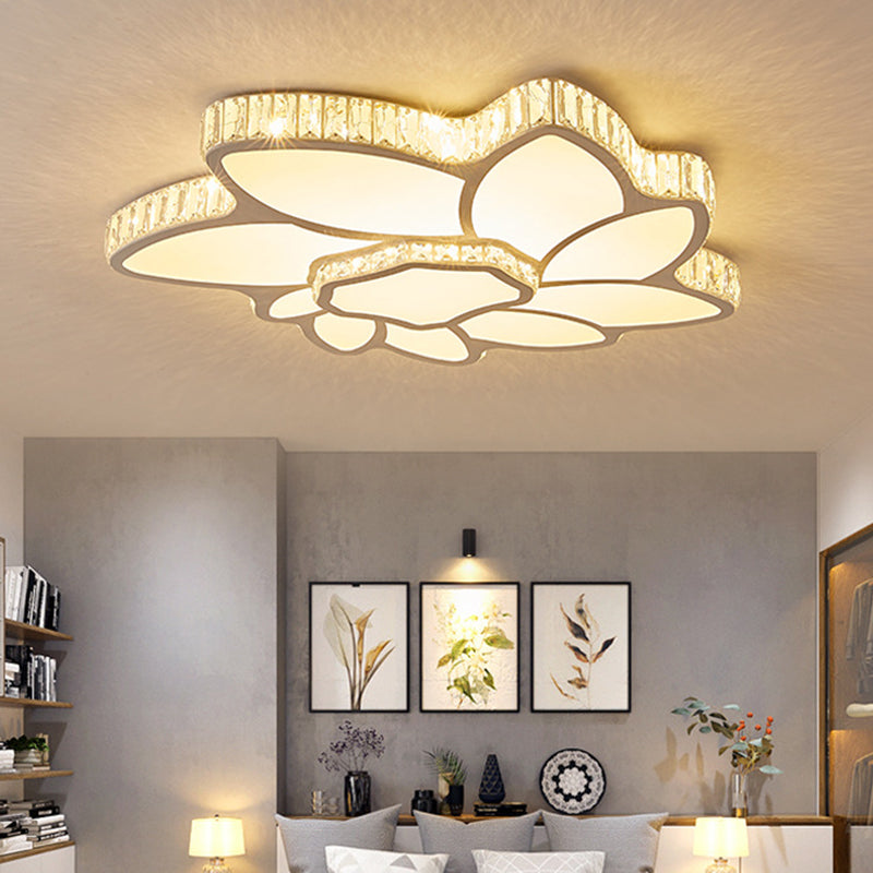 Flower Acrylic Shade LED Ceiling Light - Clear Crystal Flush Mount for Minimalist Living Room Lighting