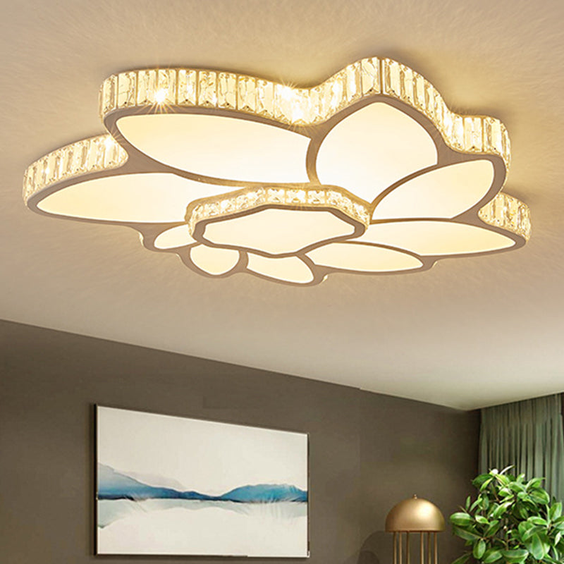 Flower Acrylic Shade LED Ceiling Light - Clear Crystal Flush Mount for Minimalist Living Room Lighting