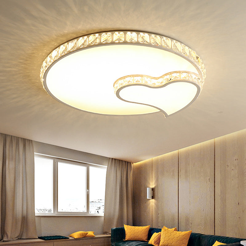 Modern LED Acrylic Flush Mount Ceiling Lamp with Clear Crystal Edge for Bedroom