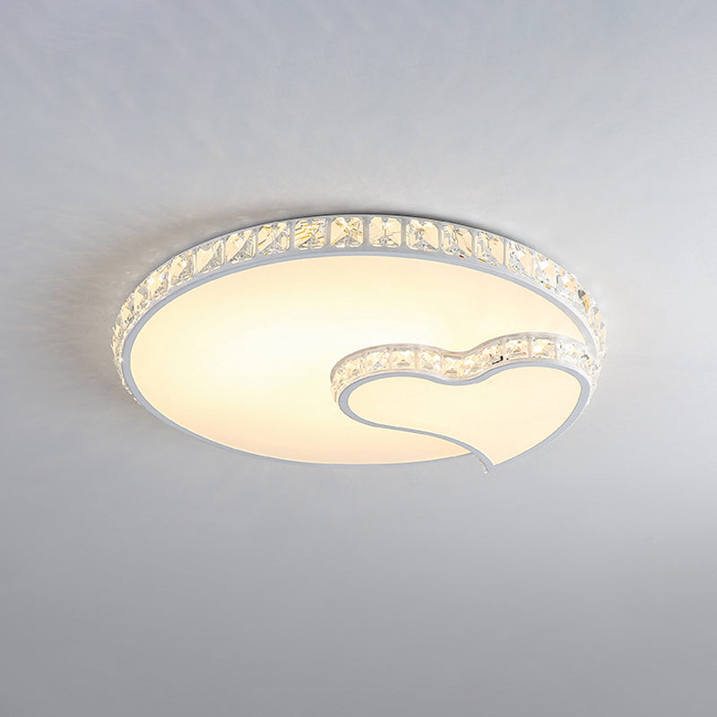 Modern LED Acrylic Flush Mount Ceiling Lamp with Clear Crystal Edge for Bedroom