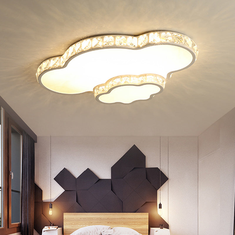Modern LED Acrylic Flush Mount Ceiling Lamp with Clear Crystal Edge for Bedroom