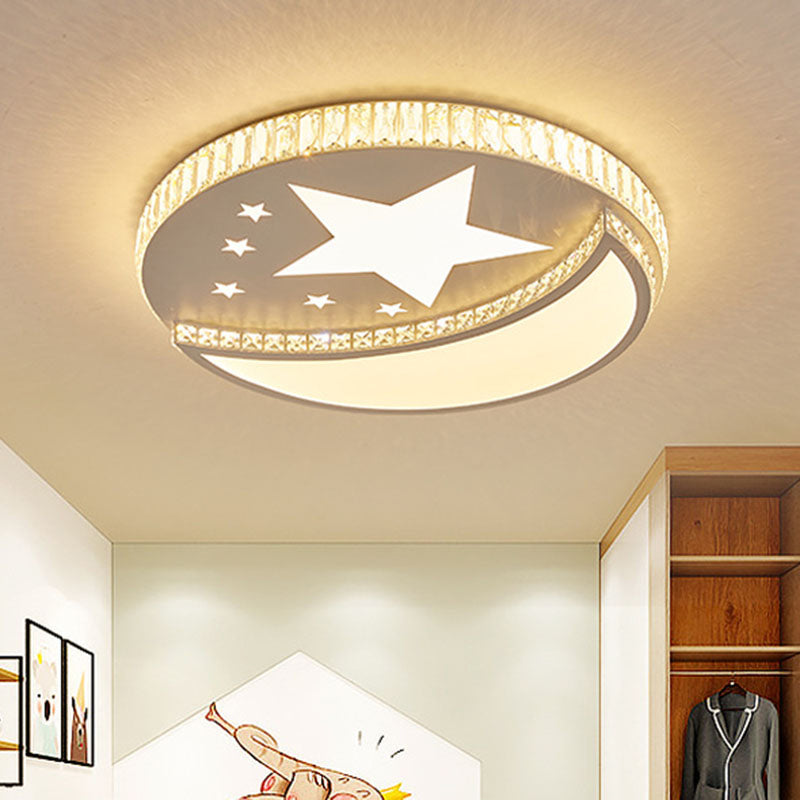 Modern Acrylic LED Flush Mount Ceiling Light with Crystal Trim - Perfect for Bedrooms