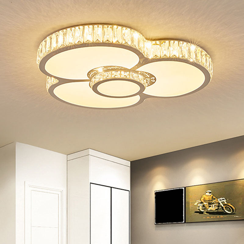 Modern Acrylic Led Flush Mount Ceiling Light With Crystal Trim - Perfect For Bedrooms Clear / A