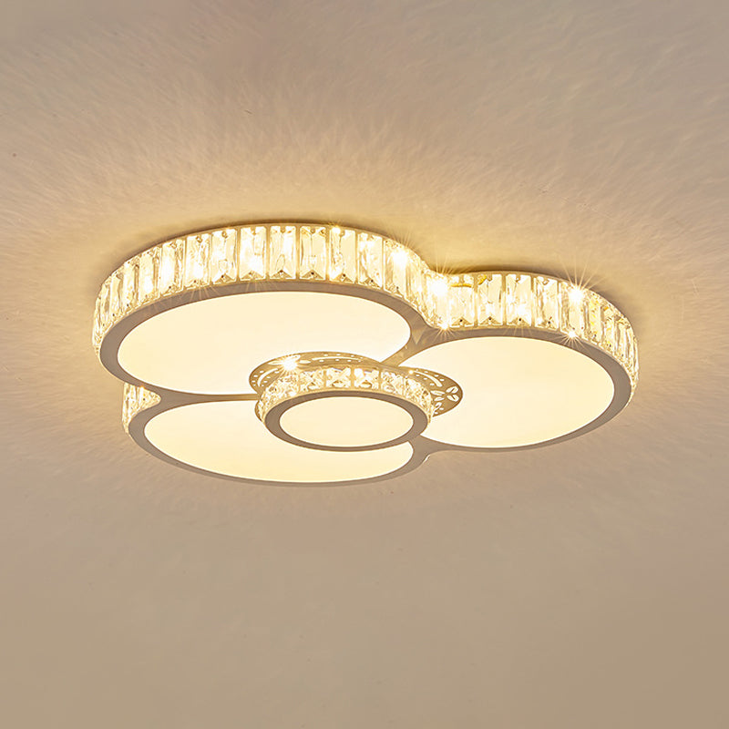 Modern Acrylic Led Flush Mount Ceiling Light With Crystal Trim - Perfect For Bedrooms