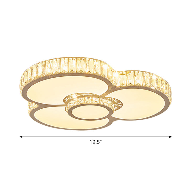 Modern Acrylic Led Flush Mount Ceiling Light With Crystal Trim - Perfect For Bedrooms