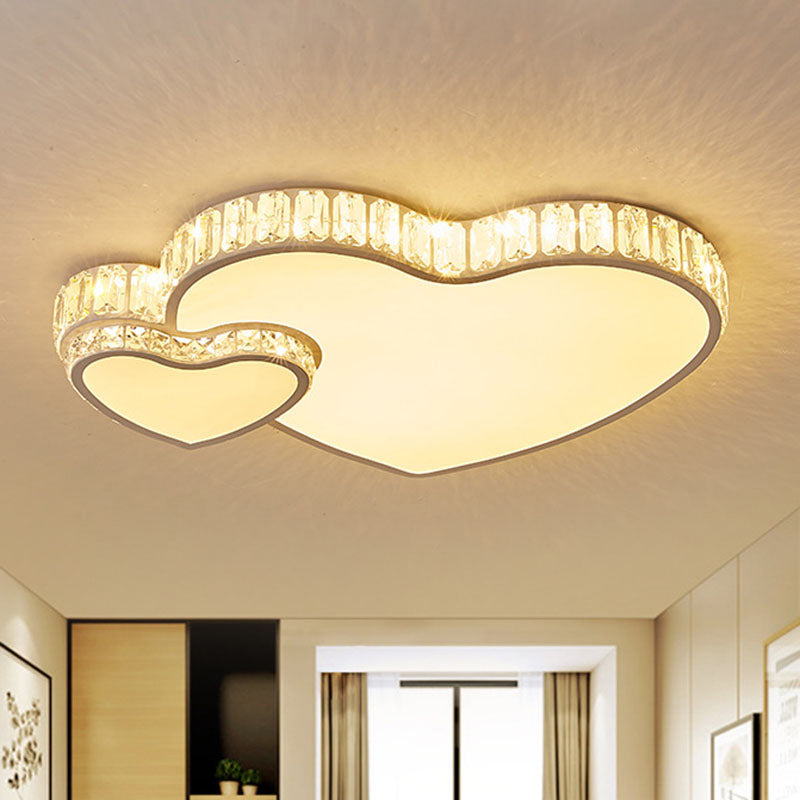 Modern Acrylic LED Flush Mount Ceiling Light with Crystal Trim - Perfect for Bedrooms