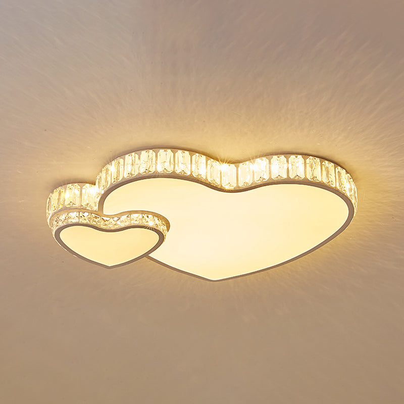 Modern Acrylic Led Flush Mount Ceiling Light With Crystal Trim - Perfect For Bedrooms