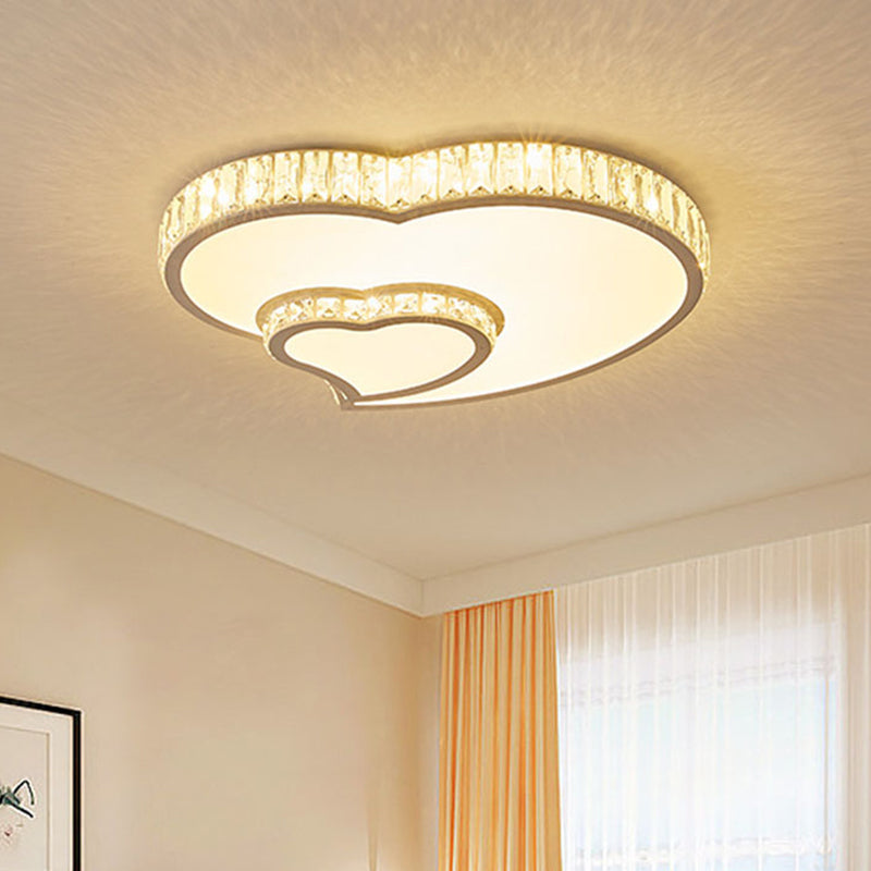 Modern Acrylic LED Flush Mount Ceiling Light with Crystal Trim - Perfect for Bedrooms