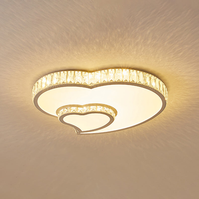 Modern Acrylic Led Flush Mount Ceiling Light With Crystal Trim - Perfect For Bedrooms