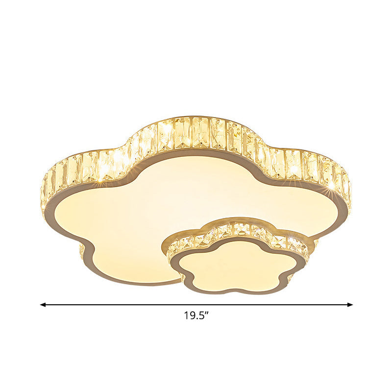 Modern Acrylic Led Flush Mount Ceiling Light With Crystal Trim - Perfect For Bedrooms
