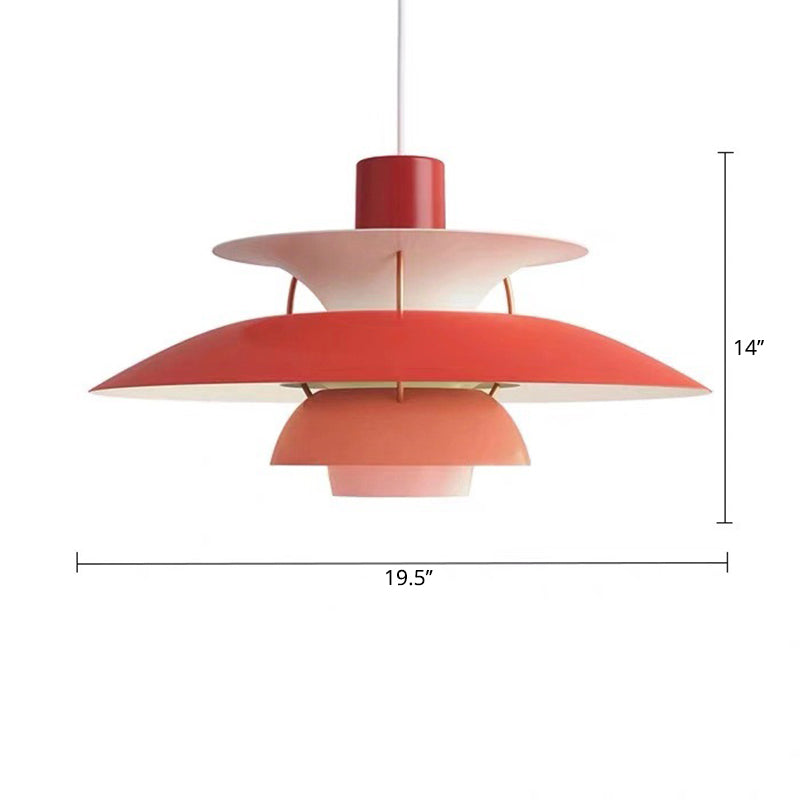 Simplicity Metal Pendulum Light for Dining Room Ceiling - Tiered Design with 1 Head Suspension