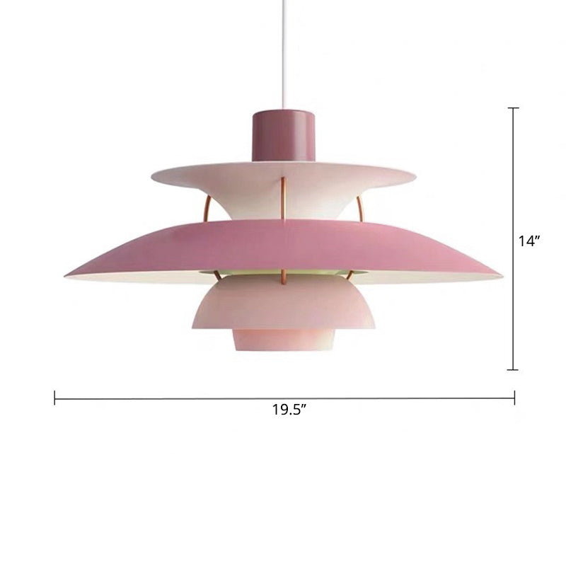 Simplicity Metal Pendulum Light for Dining Room Ceiling - Tiered Design with 1 Head Suspension
