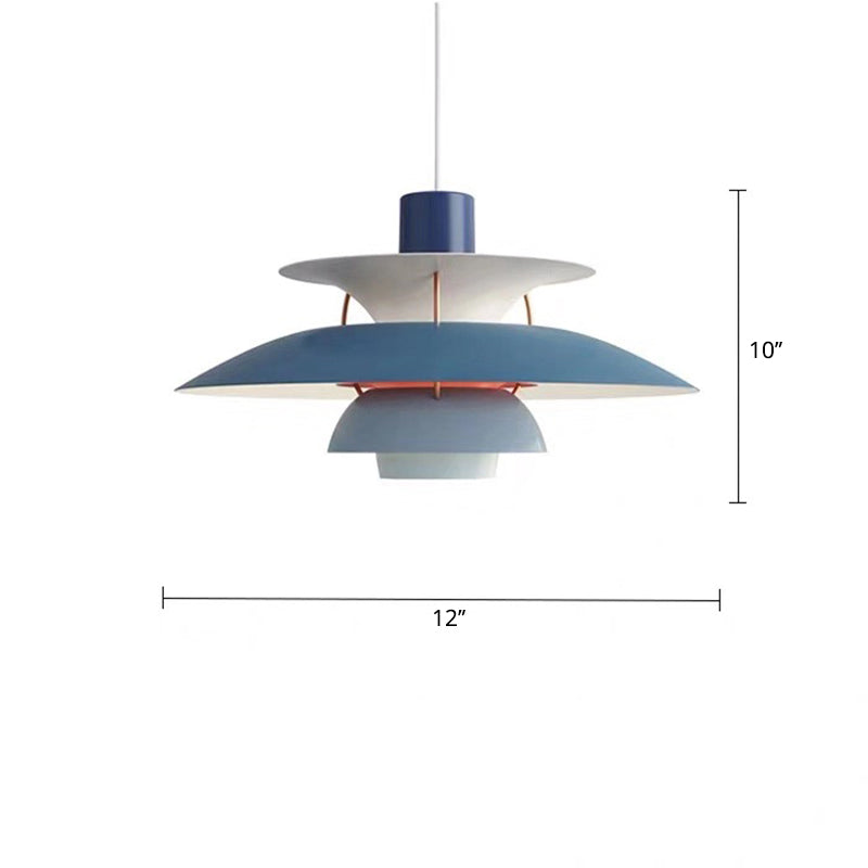 Simplicity Metal Pendulum Light for Dining Room Ceiling - Tiered Design with 1 Head Suspension