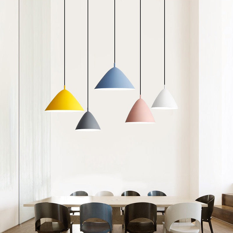 Modernist Tapered Pendant Light Kit - Metallic Hanging Fixture for Dining Room