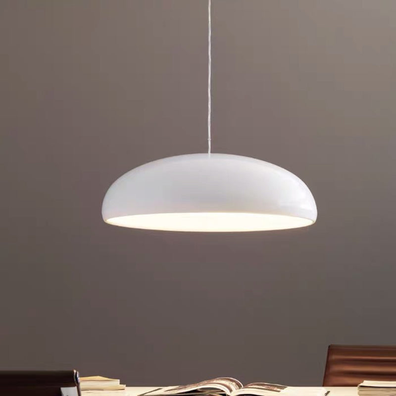 Modern Metal Pendant Light With Bowl Shade - Contemporary 1-Light Suspension For Dining Room White /