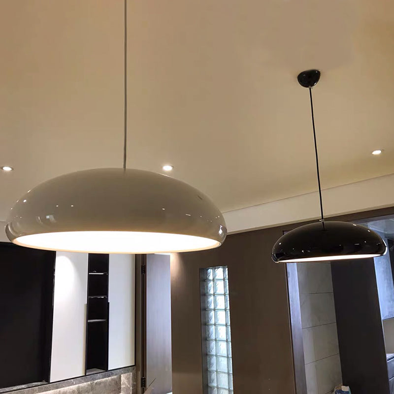 Modern Metal Pendant Light With Bowl Shade - Contemporary 1-Light Suspension For Dining Room